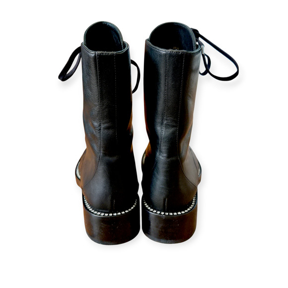 Stuart Weitzman Black Crystal Sondra Shine Smooth Calf Leather Bootie Size 7.5 - Picture 6 of 12